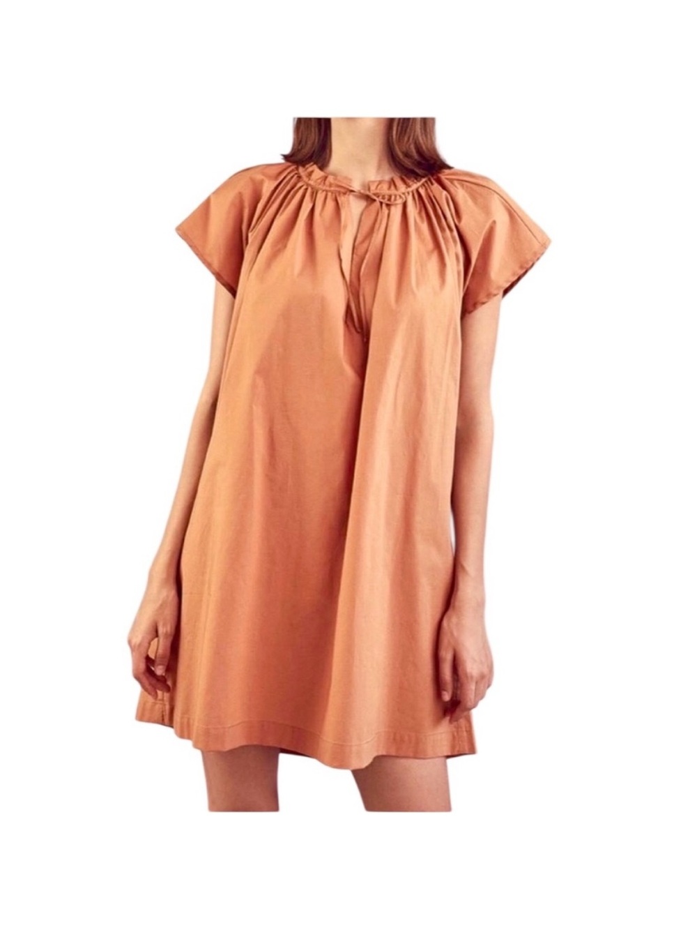 Women's Harshman Kuniyoshi Keyhole Neck Mini Dress in Terra Cotta